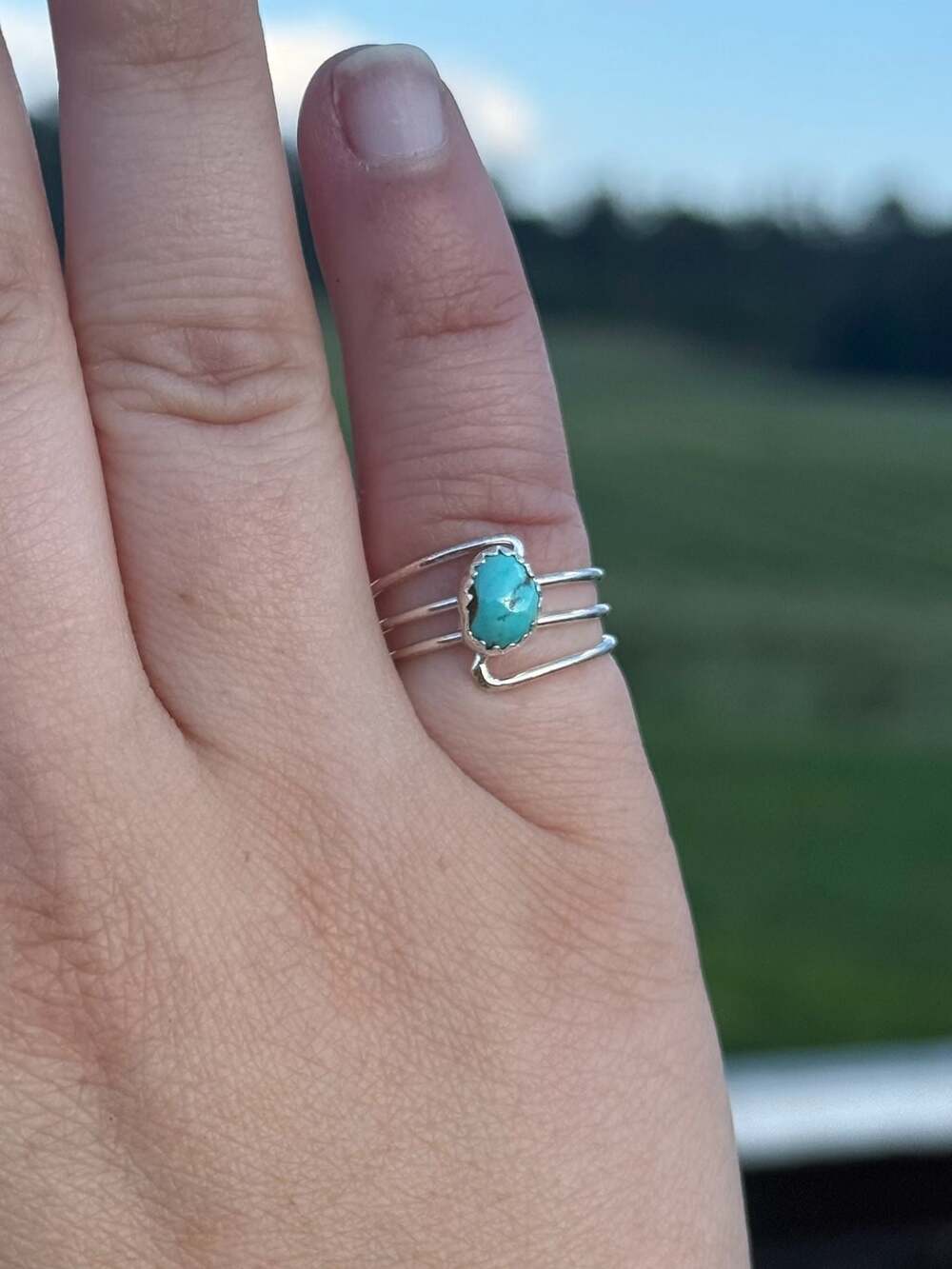 Native American Navajo Sterling Silver Turquoise Ring Size 5